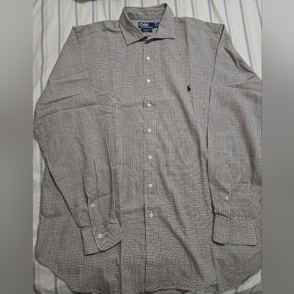 Mens XLT TALL Polo by Ralph Lauren Men's Black and White Tan Checkered Shirt